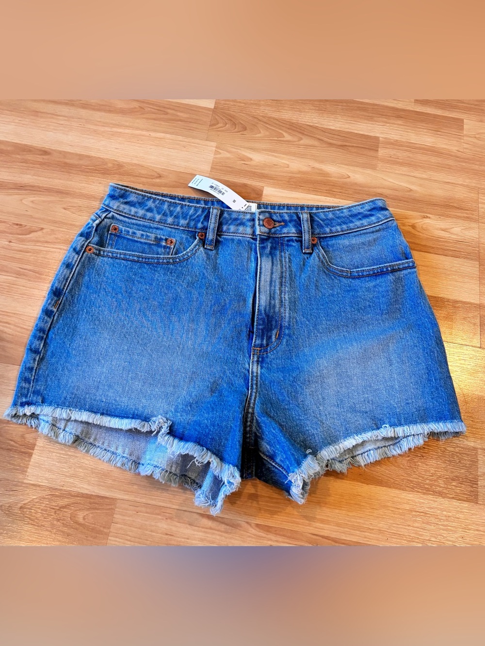 PINK Victoria’s Secret Blue Denim/Jean Shorts with Frayed Hem